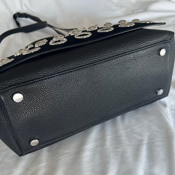 Alexander Wang Marion Attica Black Suede Silver Studded Flap Tote Satchel - Picture 5 of 16